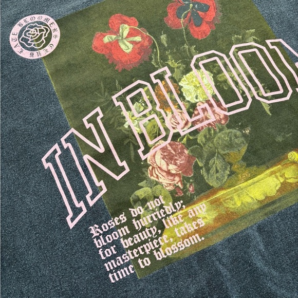 PacSun In Bloom Vintage Wash S/S Graphic Tee Shirt Mens L Washed Black Crew Neck - Picture 7 of 7